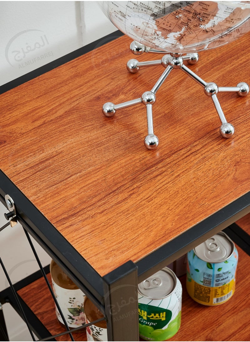 ALMUFARREJ - Coffee Corner Table, Side Table, Bookcase with 3 Wood Shelves Meet All Your Needs - Image 1