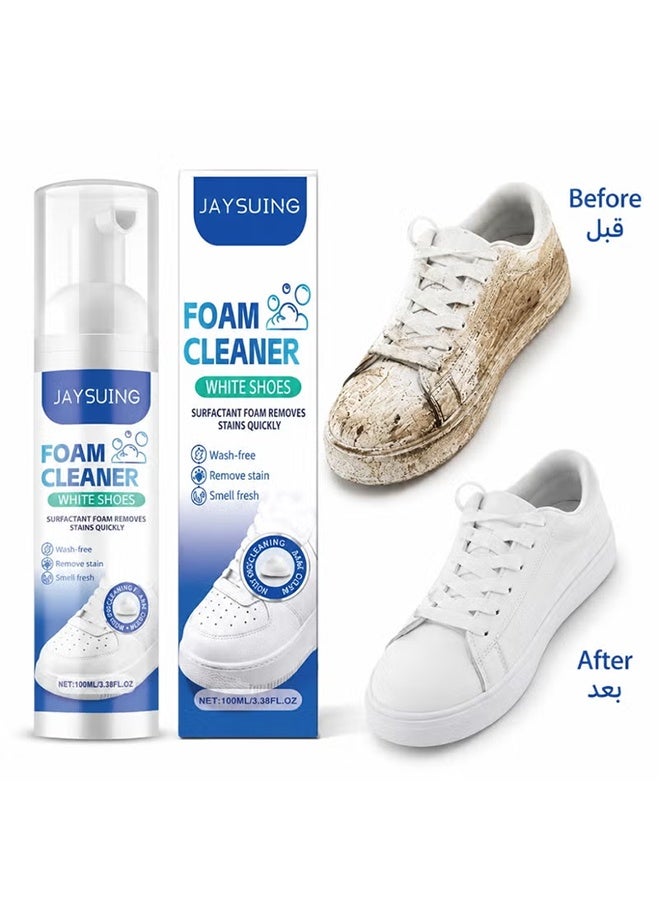 Jaysuing Foam Cleaner White Shoes - Surfactant Technology Removes Stubborn Stains & Yellowing, No-Rinse Formula for Sneakers, Canvas & Leather, 100ml - Image 1