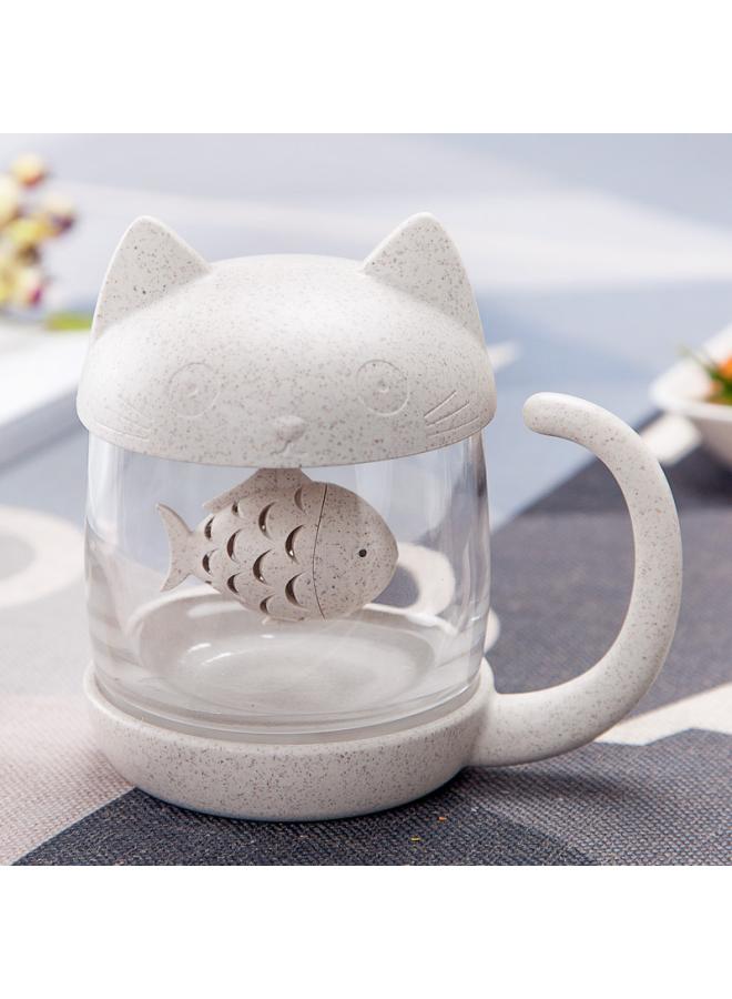 Anya Cute Cat Glass With Lid Office Couple Scented Tea Filter Water Cup Creative Mug Cartoon