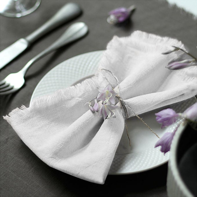HANDMADE CLOTH NAPKINS 100 COTTON NAPKINS WITH FRINGEDELICATE HANDMADE CLOTH NAPKINS FOR DINNERS PARTIES WEDDINGS AND MORE18 X 18 INCH SET OF 6 WHITE