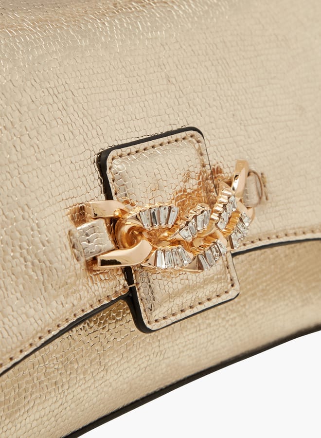 Paprika Women's Embellished Crossbody Bag with Chain Strap and Magnetic Button Closure  - Image 4