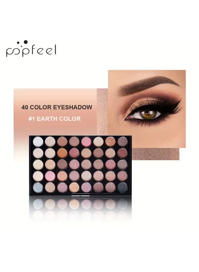 40 Colors Professional Eyeshadow Palette - Highly Pigmented Matte & Shimmer Earth Tones