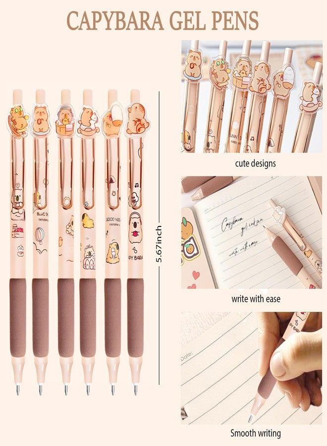 Daphilly Cute Capybara School Supplies Capybara Stationery Set Includes Gel Pens Pencil Eraser A5 Notebook Stickers ID Badge Holder Ruler Kawaii Birthday Christmas Gifts for Office School Supplies - Image 3