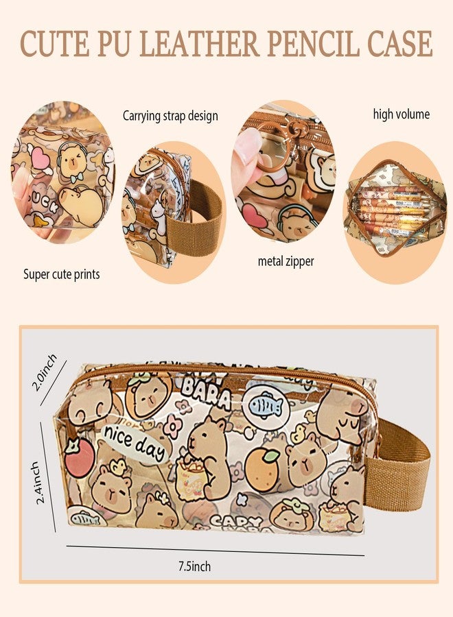 Daphilly Cute Capybara School Supplies Capybara Stationery Set Includes Gel Pens Pencil Eraser A5 Notebook Stickers ID Badge Holder Ruler Kawaii Birthday Christmas Gifts for Office School Supplies - Image 4