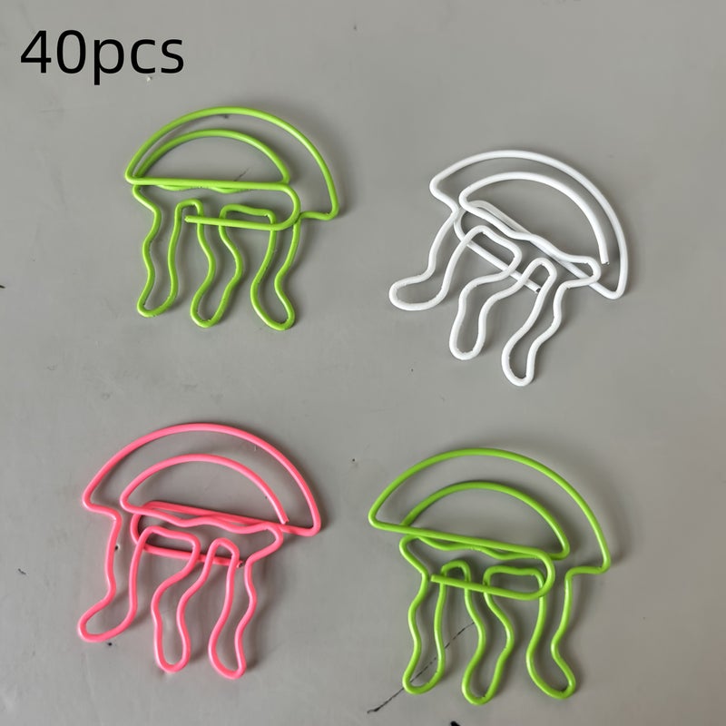 40 Large Jellyfish Paper Clips Mixed Color Metal Office Supplies Stationery Party Wedding Decoration DIY Bookmarks - Image 1