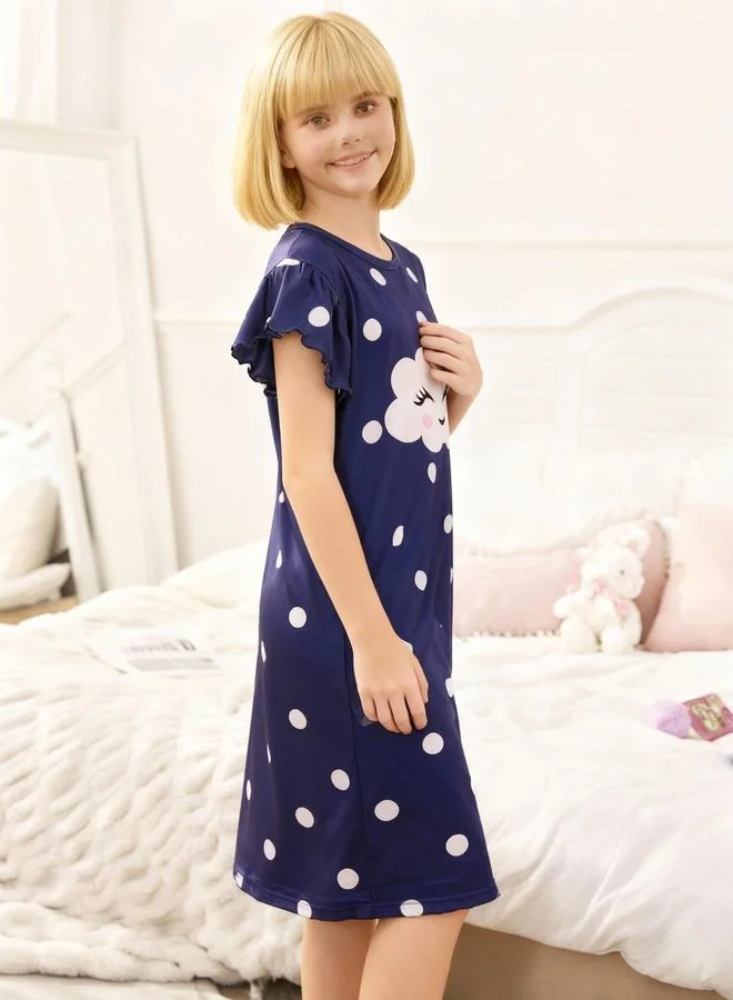 Take Two Girls Polka Dot Cloud Print Sleep Dress
