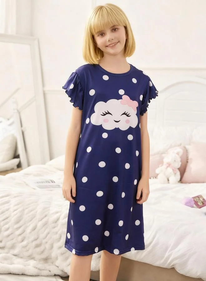Take Two Girls Polka Dot Cloud Print Sleep Dress