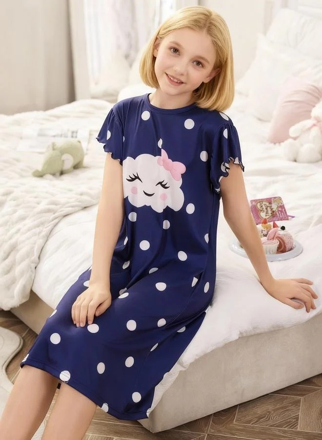 Take Two  Girls Polka Dot Cloud Print Sleep Dress for Women | Best Price UAE