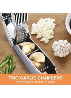 Starwell 2-in-1 Garlic Press and Slicer, Effortlessly Crush, Slice, and Mince Garlic with Versatile Kitchen Tool, Ideal for Home Cooks and Professional Chefs (Silvery)  - Image 2