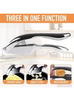 Starwell 2-in-1 Garlic Press and Slicer, Effortlessly Crush, Slice, and Mince Garlic with Versatile Kitchen Tool, Ideal for Home Cooks and Professional Chefs (Silvery)  - Image 3