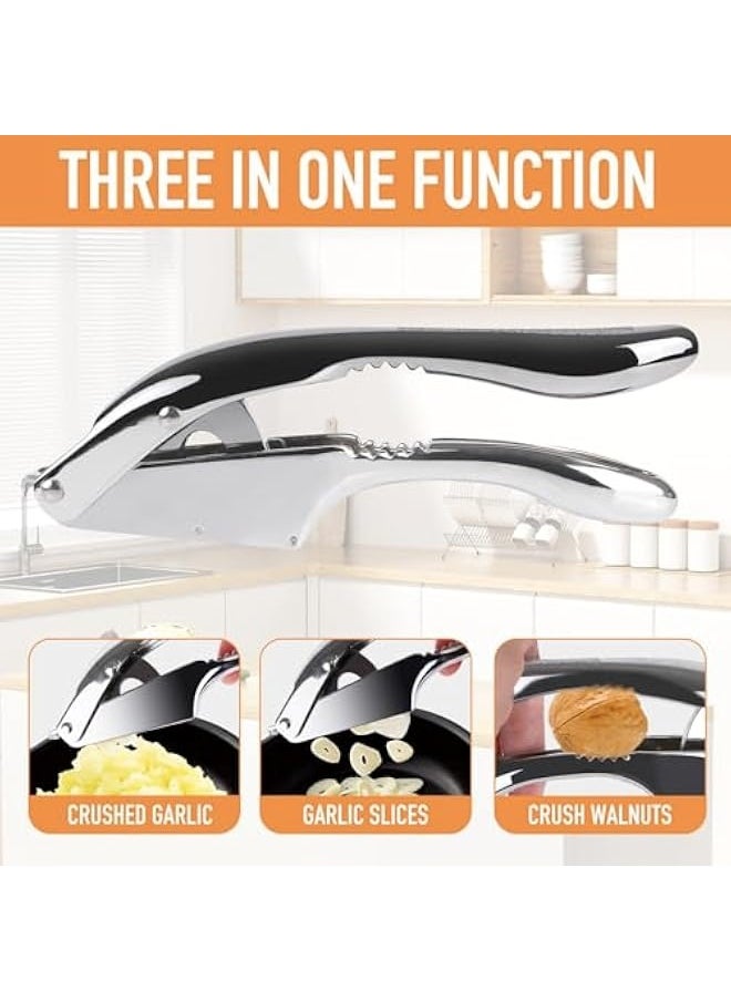 Starwell 2-in-1 Garlic Press and Slicer, Effortlessly Crush, Slice, and Mince Garlic with Versatile Kitchen Tool, Ideal for Home Cooks and Professional Chefs (Silvery)  - Image 3