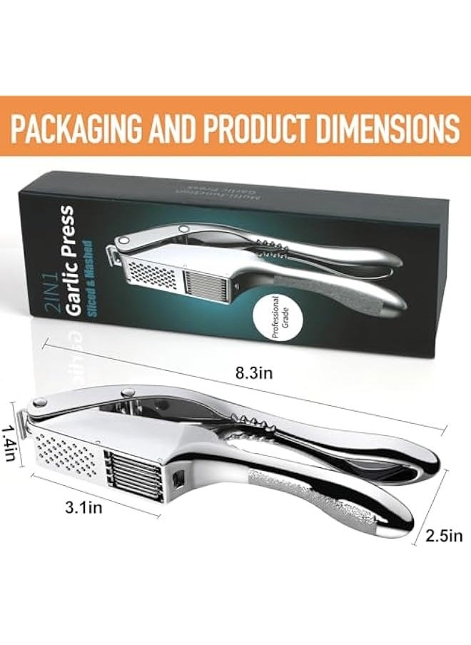 Starwell 2-in-1 Garlic Press and Slicer, Effortlessly Crush, Slice, and Mince Garlic with Versatile Kitchen Tool, Ideal for Home Cooks and Professional Chefs (Silvery)  - Image 5