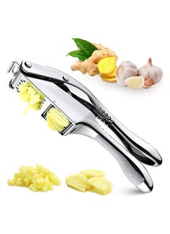 Starwell 2-in-1 Garlic Press and Slicer, Effortlessly Crush, Slice, and Mince Garlic with Versatile Kitchen Tool, Ideal for Home Cooks and Professional Chefs (Silvery)  - Image 1