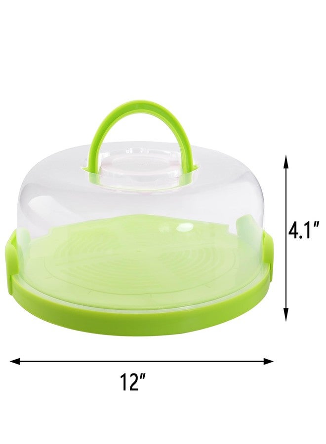 ATRDTO 12inch Portable Pie Carrier with Lid and Cupcake Muffin Tart Cookie Keeper Food, for Wedding Party Baby Shower Party Christmas (Green) - Image 2
