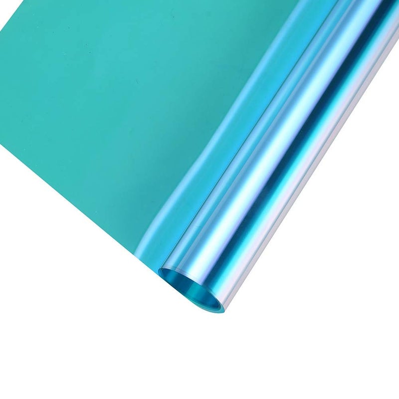 Transparent Decorative Window Film Anti UV Colorful Adhesive Vinyl Heat Insulation Solar Window Tinting Sheets Glass Film for Christmas Home Decoration 177Inch x 787Inch Blue