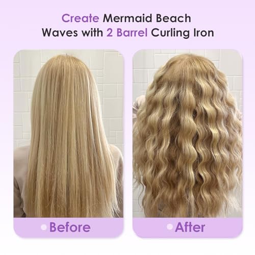 NOVUS مكواة تجعيد الشعر NOVUS - 1.4 بوصة أداة تجعيد الشعر بموجات مضادة للحروق، أداة تجعيد الشعر الأيونية العميقة مع أسطوانة سيراميك مزدوجة لجميع أنواع الشعر، حماية من الإيقاف التلقائي - Image 3