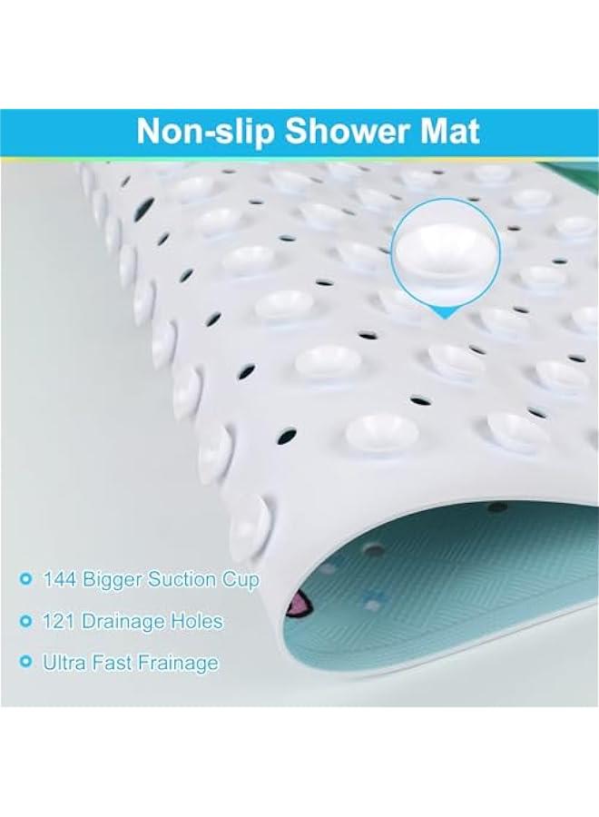 HOOKOR Baby Bath Mat for Tub for Kids, 40 X 16 Inch Kids Bathtub Mat Non Slip, Cartoon Patterned Bath Tub Shower Mat Anti Slip with Suction Cups & Drain Holes (Dolphin) - Image 3