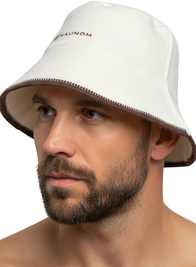 SAUNOM Wool Sauna Hat for Men and Women — 100% Natural Wool — Breathable, Itch-Free and Odor Resistant Sauna Cap — Ideal Banya Hat for Men White, White - Image 1
