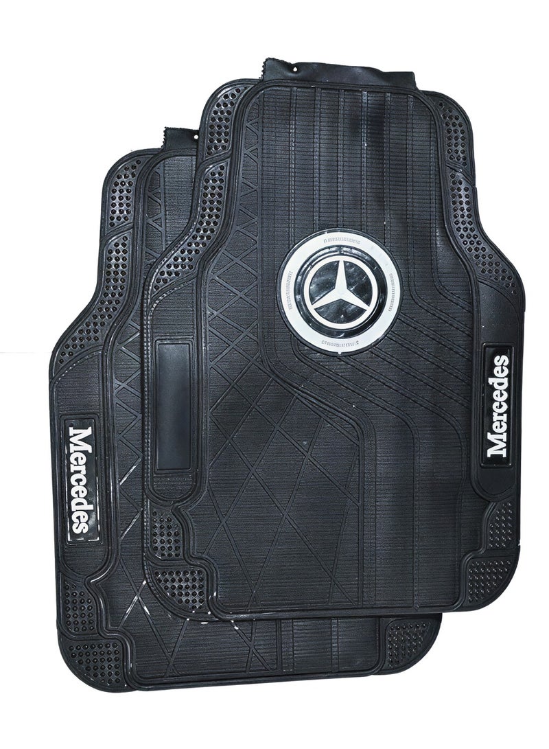 مرسيدس مجموعة دواسات سيارة امامية وخلفية مخصصة من الجلد بتغطية كاملة مضادة للماء مانعة للانزلاق بلون اسود لسيارة مرسيدس مكونه من 5 قطع - Image 1
