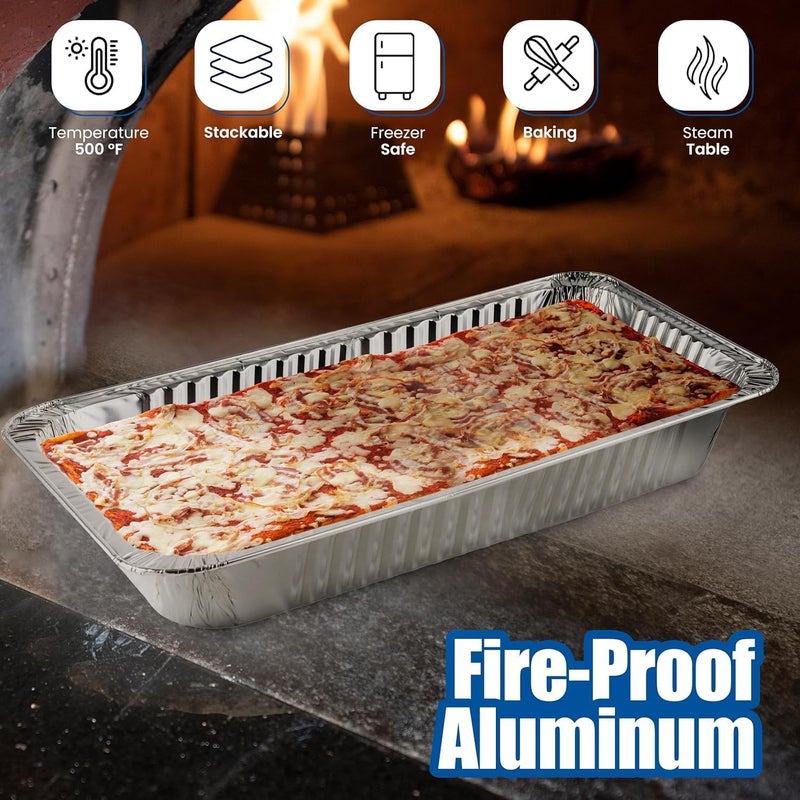 EHOMEA2Z Large Aluminum Pans Full Size Deep Foil Disposable Durable Large Steam Table Pans for Baking Serving, Chafing Trays for Caterers, Bakeware 21 x 13 x 3 (20) - Image 3