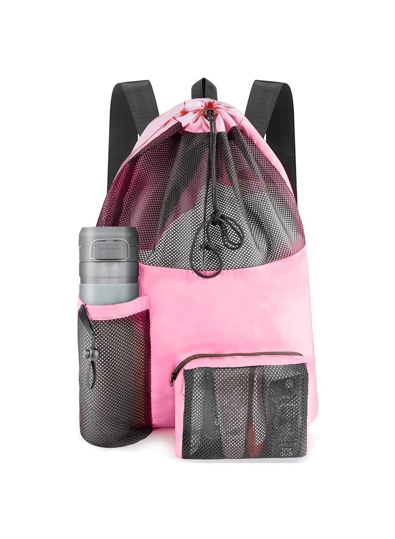 Mark Fairwhale Swim Bag Mesh Drawstring Backpack With Wet Pocket Beach Backpack For Swimming, Gym, And Workout Gear 