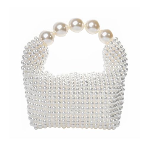 DJBM Women Pearl Clutch Purse Handmade Beaded Evening Handbag Acrylic Pearl Tote Bag Beaded Evening Bag for Party Wedding - Image 1