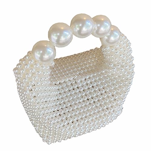 DJBM Women Pearl Clutch Purse Handmade Beaded Evening Handbag Acrylic Pearl Tote Bag Beaded Evening Bag for Party Wedding - Image 3