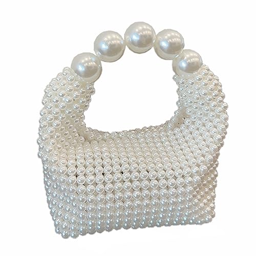 DJBM Women Pearl Clutch Purse Handmade Beaded Evening Handbag Acrylic Pearl Tote Bag Beaded Evening Bag for Party Wedding - Image 2