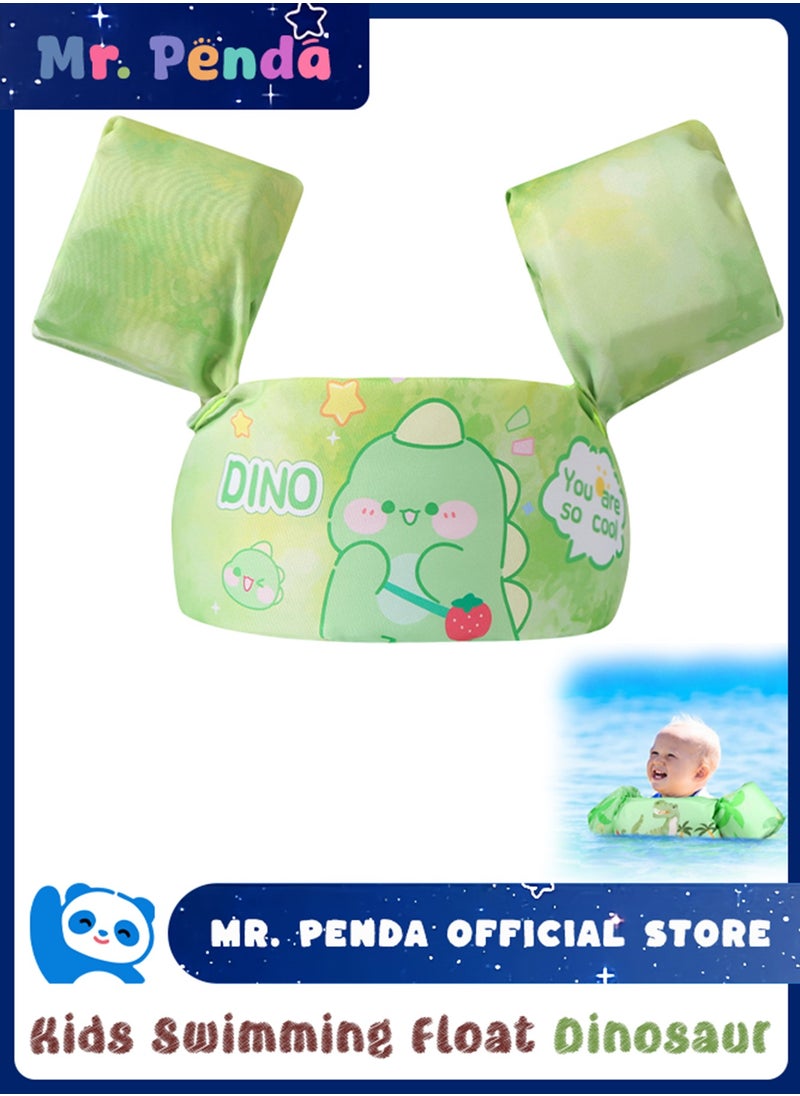 Mr. Penda Baby Pool Float Fit 30-55 Lbs, Kids Swimming Float with Arm Water Wings, Fun Ride-On Raft Pool Baby Beach Supplies for 2-6 Years Old Boy Girl (Green Dinosaur)  - Image 1