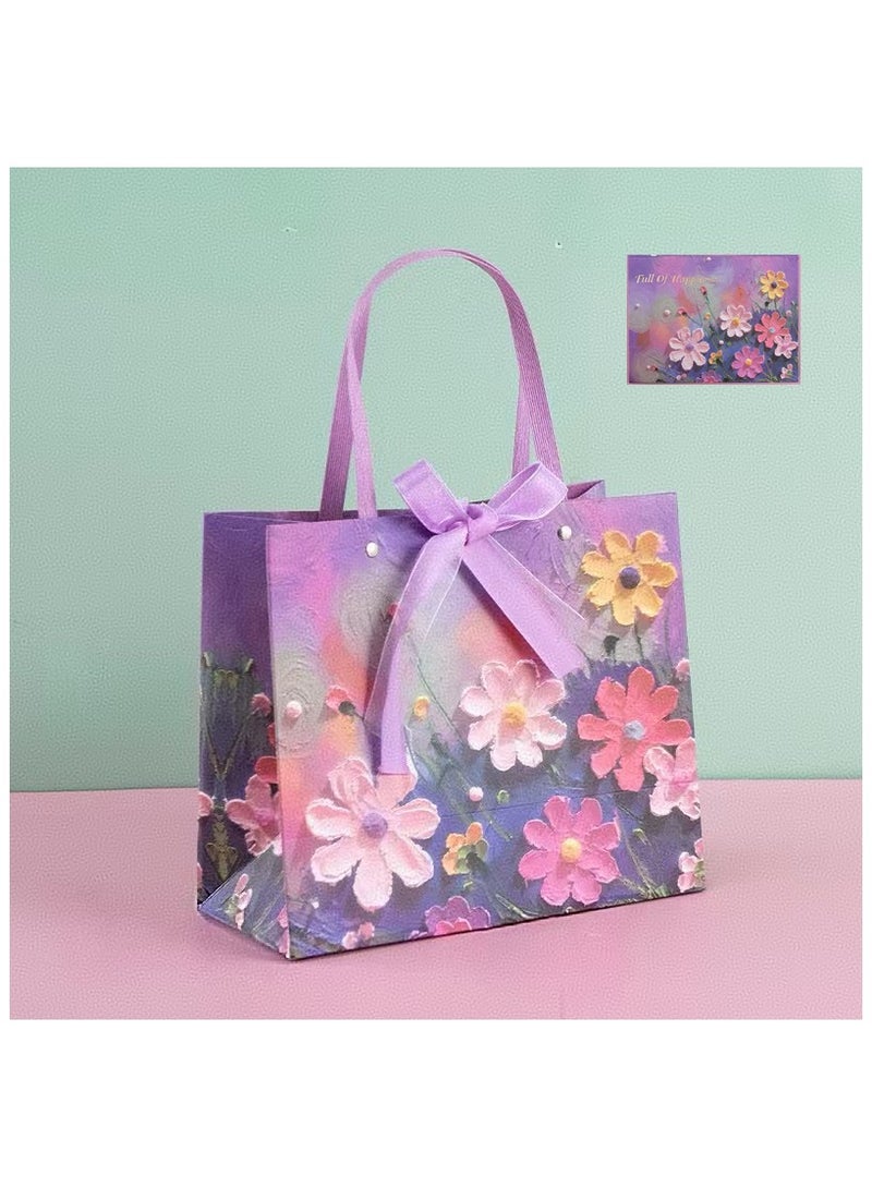 DELGREEN Color Gift Bag with Handle, Oil Painting Gift Paper Bags Medium Size Small Gift Bags Birthday Craft Paper Gift Bags for Presents,Birthdays, Mother's Day,Weddings, Party（35*32*15cm） - Image 1