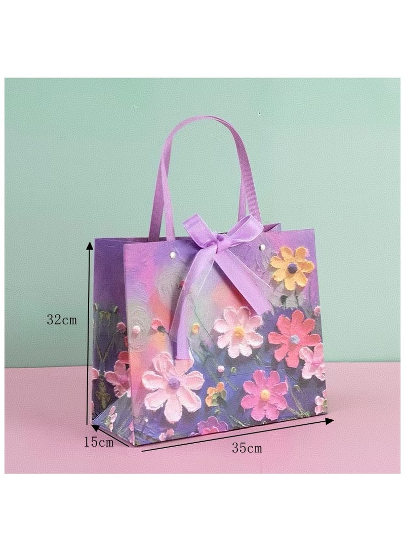 DELGREEN Color Gift Bag with Handle, Oil Painting Gift Paper Bags Medium Size Small Gift Bags Birthday Craft Paper Gift Bags for Presents,Birthdays, Mother's Day,Weddings, Party（35*32*15cm） - Image 2