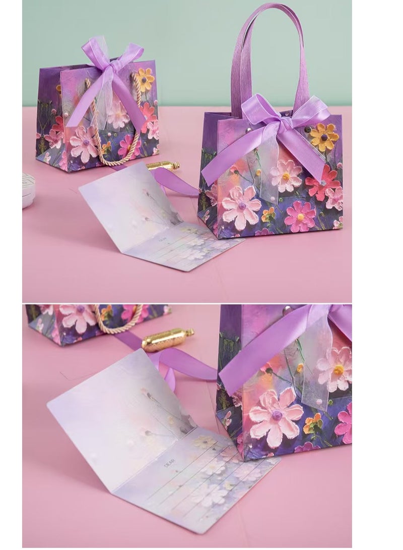 DELGREEN Color Gift Bag with Handle, Oil Painting Gift Paper Bags Medium Size Small Gift Bags Birthday Craft Paper Gift Bags for Presents,Birthdays, Mother's Day,Weddings, Party（35*32*15cm） - Image 3