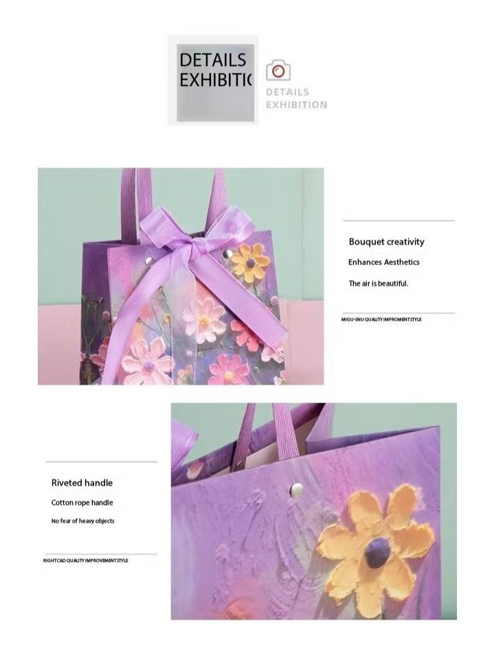DELGREEN Color Gift Bag with Handle, Oil Painting Gift Paper Bags Medium Size Small Gift Bags Birthday Craft Paper Gift Bags for Presents,Birthdays, Mother's Day,Weddings, Party（35*32*15cm） - Image 4