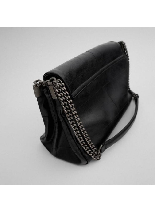 Women's Rock Style Black Shoulder Bag, Ladies PU Leather Crossbody Bag Sling Bag Side Bag Carry Bag, Daily Commuter/Banquet/Party/Campus Large Capacity Satchel Bag Tourist Bag for Girls/Students - Image 5