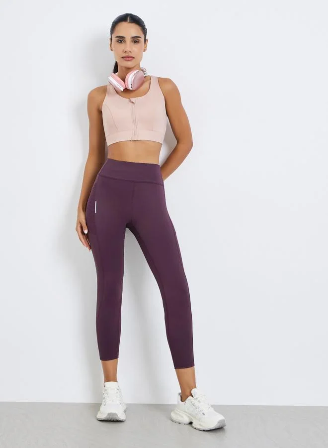 Styli Active Women Racerback Peep Front Zip Up Sports Bra