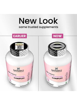 NATURYZ NATURYZ High Potency L-Glutathione 1000mg per serving Glow  Supplement for Women & Men | Highest 11 Nutrients | Skin Peptide Complex  for Depigmentation | Antioxidant Blend