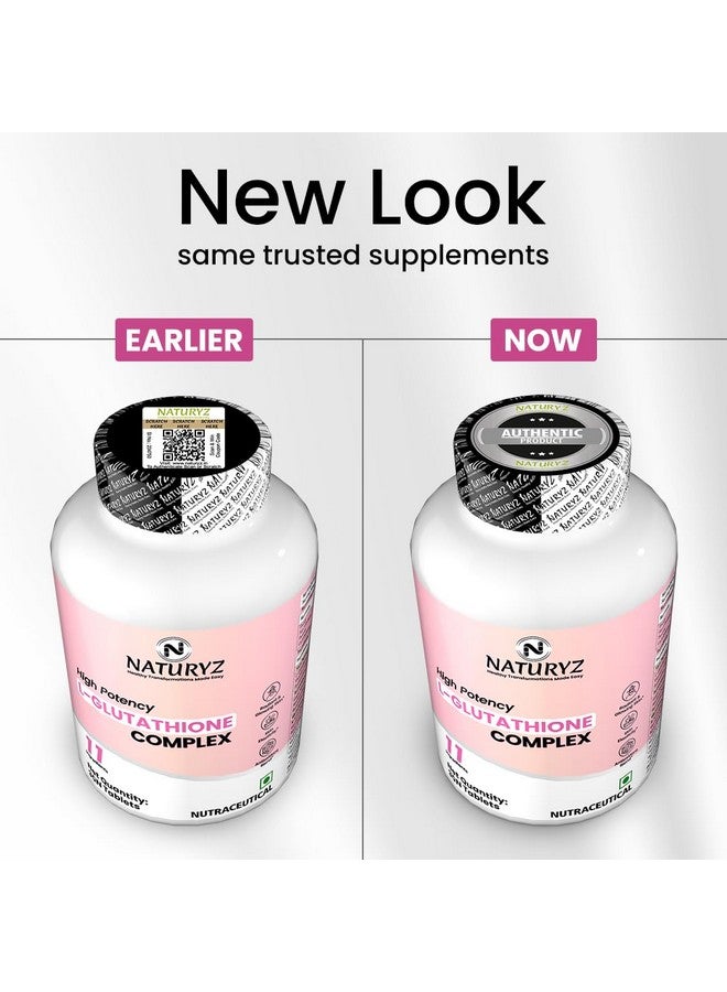 NATURYZ High Potency L-Glutathione 1000mg per serving Glow Supplement for Women & Men | Highest 11 Nutrients | Skin Peptide Complex for Depigmentation | Antioxidant Blend | Glutathione Builder for Radiant & Brightening Skin - 30 Tablets - Image 3
