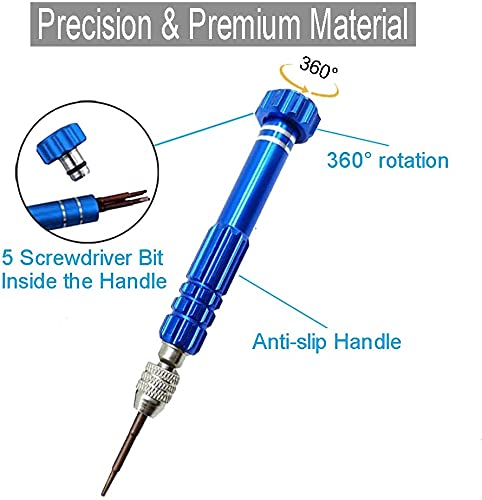 AEC Eyeglasses Screwdriver Set, 6 in1 Multi-function Eyeglass Repair Small Screwdriver Kit, Mini Magnetic Screwdriver Tool Sets (Blue) - Image 3