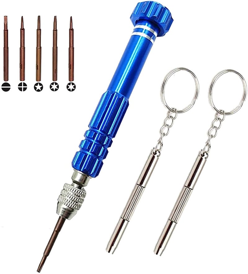 AEC Eyeglasses Screwdriver Set, 6 in1 Multi-function Eyeglass Repair Small Screwdriver Kit, Mini Magnetic Screwdriver Tool Sets (Blue) - Image 1