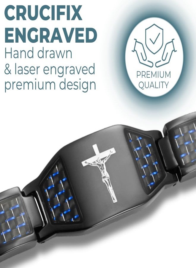 Willis Judd Christian Bracelet For Men With Crucifix Christian Religious Gift 8.5inch Titanium - Image 3