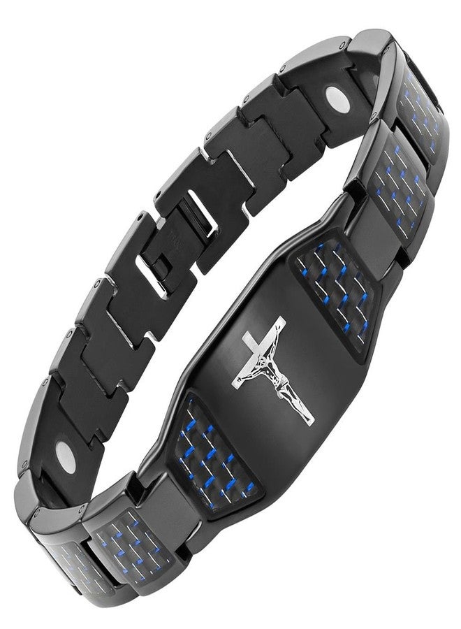 Willis Judd Christian Bracelet For Men With Crucifix Christian Religious Gift 8.5inch Titanium - Image 1