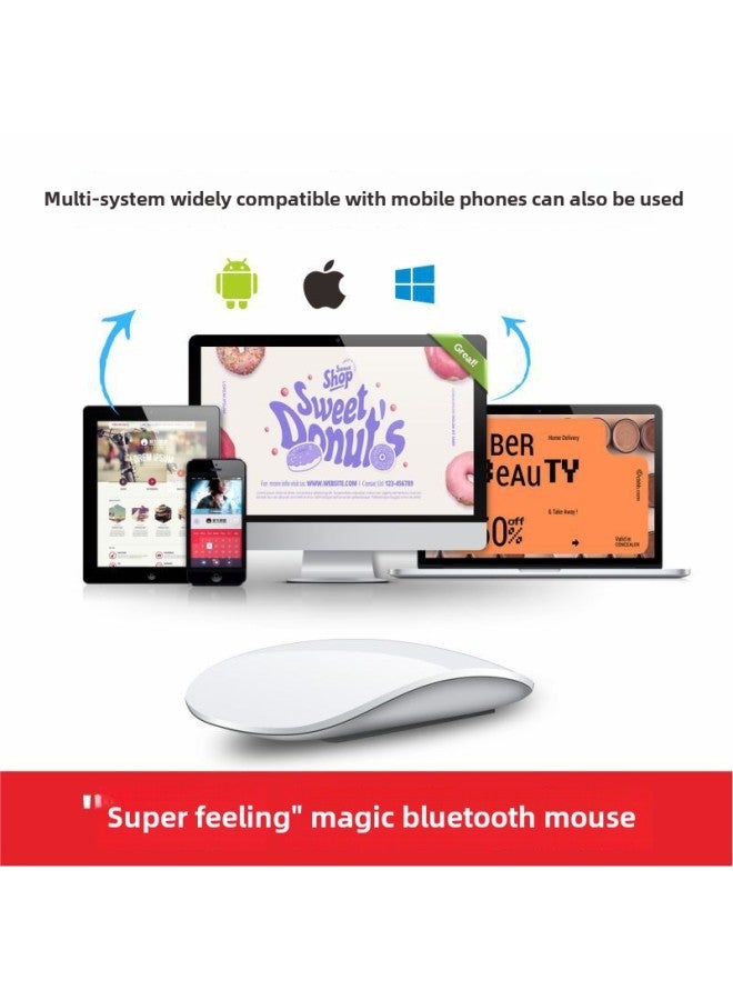 Direct Supply For Apple Huawei Bluetooth Dual-mode 5.0 Mute Touch Wonderful Control 2.4g Charging Mouse Cross-border-Color:Bluetooth Battery Model Touch White  - Image 5