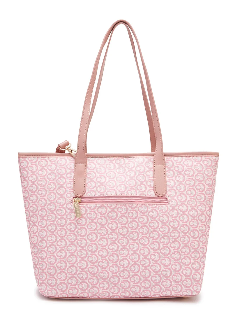 CAPRESE Caprese Callie Printed Dark Pink Faux Leather Large Tote Handbag
