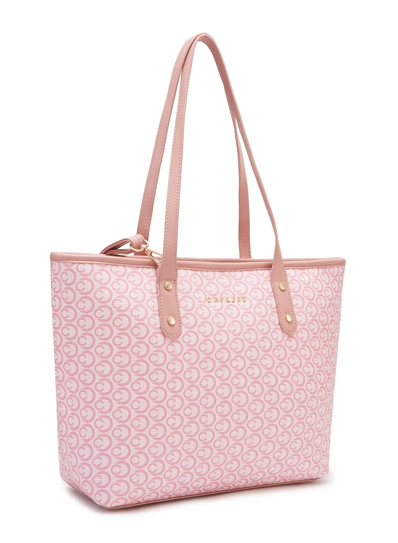 CAPRESE Caprese Callie Printed Dark Pink Faux Leather Large Tote Handbag