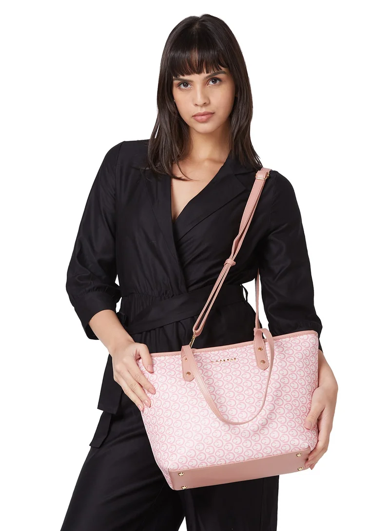 CAPRESE Caprese Callie Printed Dark Pink Faux Leather Large Tote Handbag