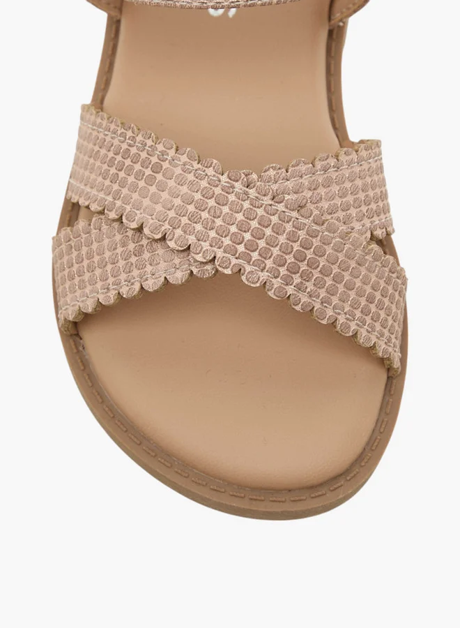 JUNIORS Girls Cross Strap Sandals with Hook and Loop Closure
