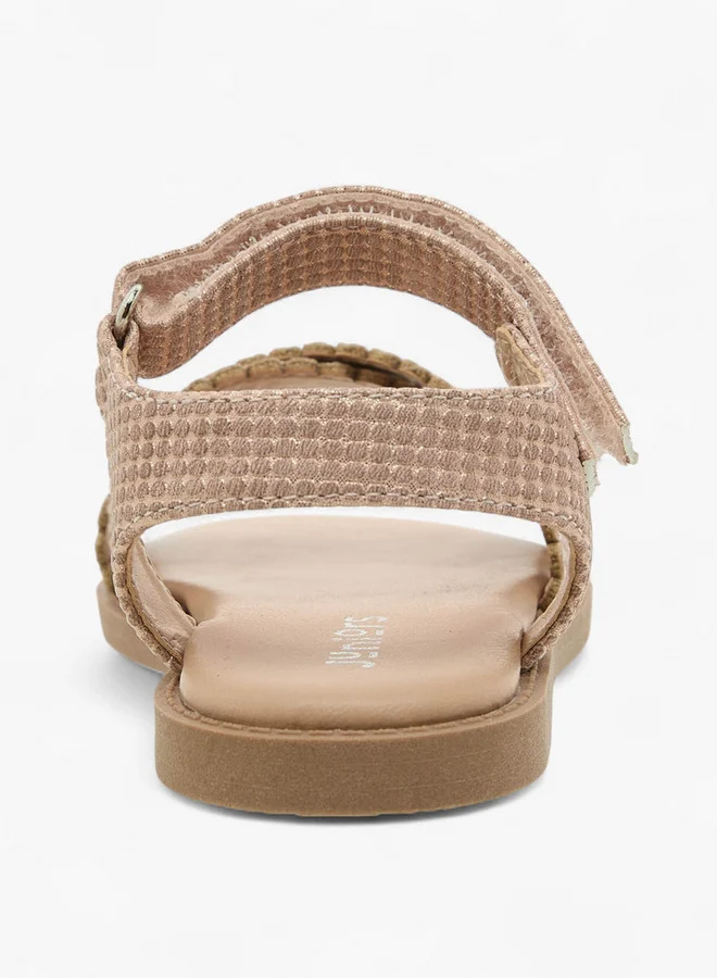 JUNIORS Girls Cross Strap Sandals with Hook and Loop Closure