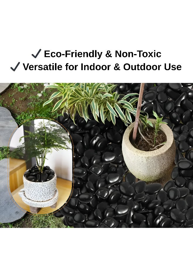 ARABIQO Black Decorative Pebbles 2.5lb, 2-5cm Polished River Rocks for Landscaping, Vase Fillers, Aquariums, Crafts, Home & Garden Decor, Smooth Tumbled Stones for Indoor & Outdoor Use  - Image 4