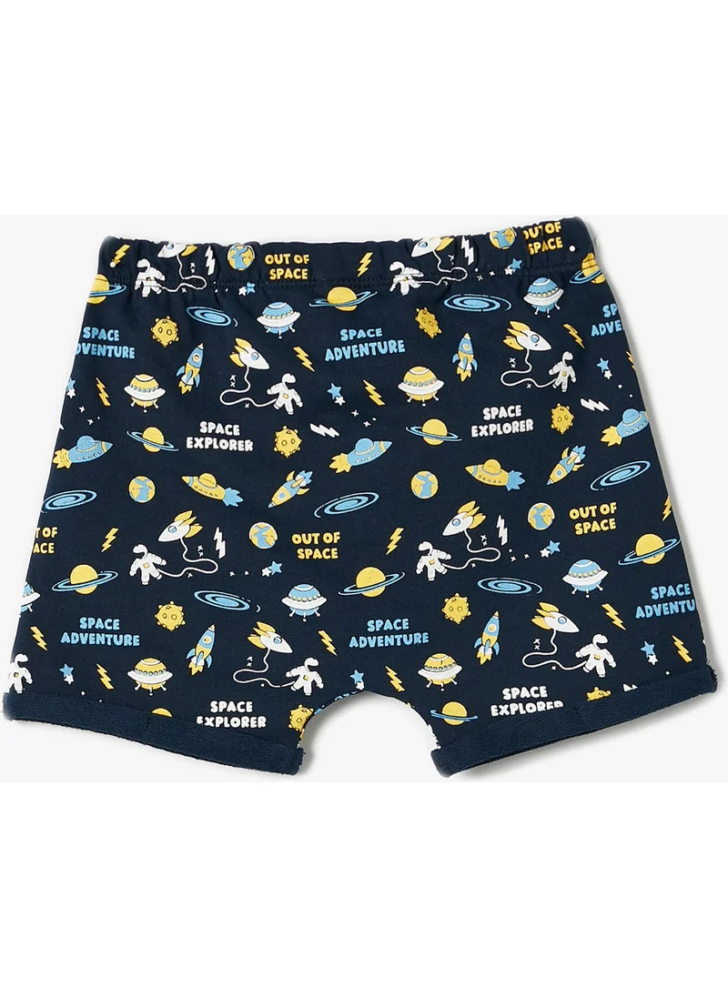 كوتون Shorts Space Themed Printed Cotton