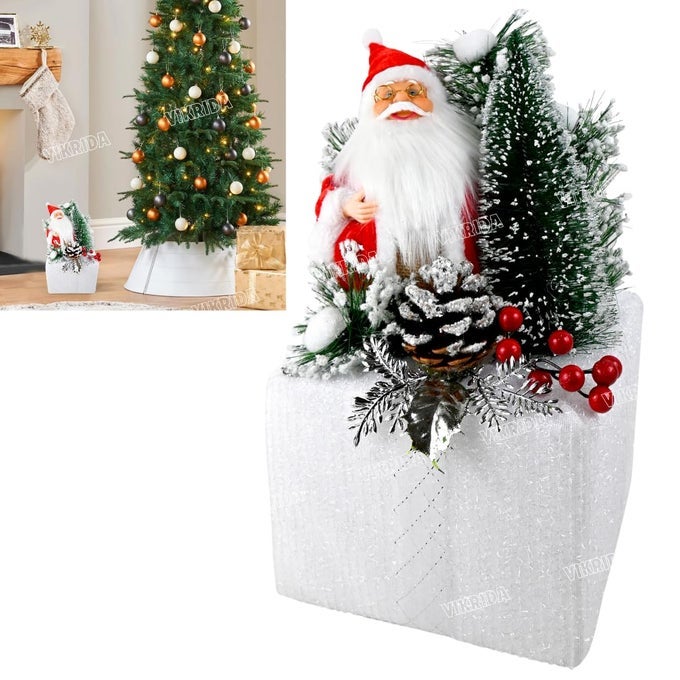 BIG SIZE 14 TABLE TOP SANTA WITH TREE AND DECORATIONS TABLETOP DECORATIONS CHRISTMAS ORNAMENTS FOR HOME KITCHEN XMAS HOLIDAY PARTY DECOR